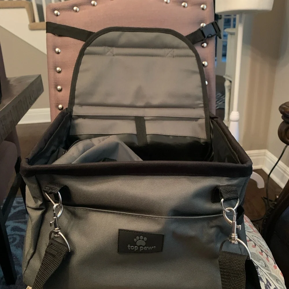 Pet Top Paw Gray Bag 12”x 12” Side Pockets, Car Support Strap